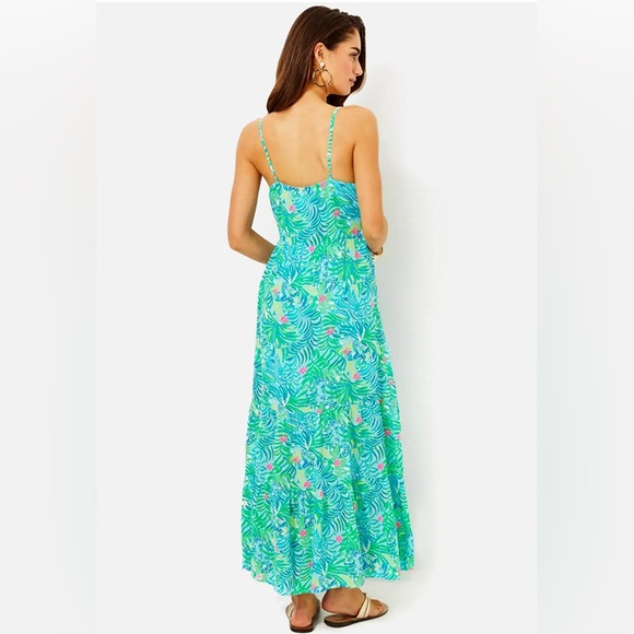 Lilly Pulitzer Teresa Strappy Palm Print Maxi Dress Via Parigi Flowy - Picture 5 of 9